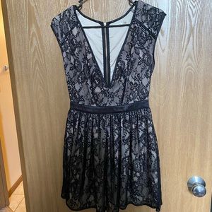 Black/nude lace party dress